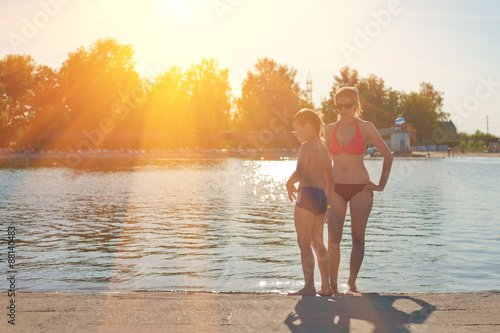 playing at the water