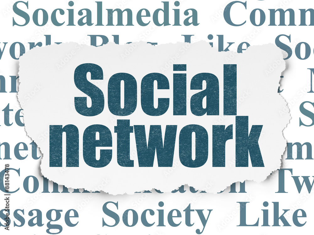 Social media concept: Social Network on Torn Paper background Social media concept: Social Network on Torn Paper background