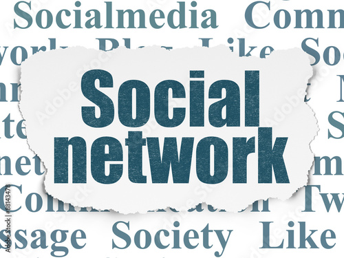 Social media concept: Social Network on Torn Paper background