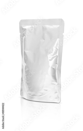 blank packaging foil pouch isolated on white background