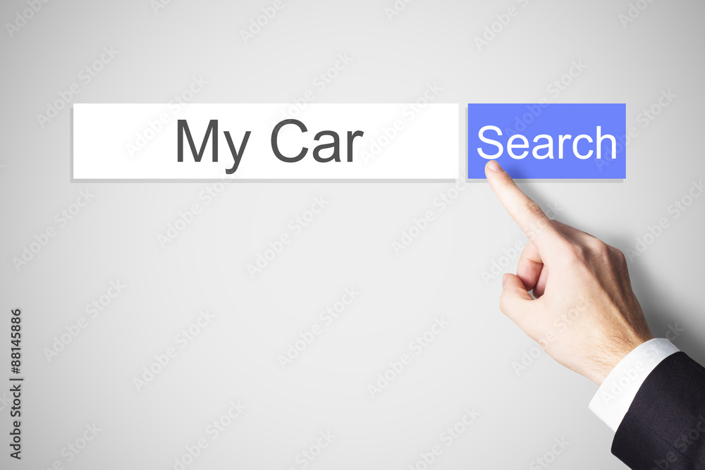 finger pushing blue web search button my car finger pushing blue web search button my car