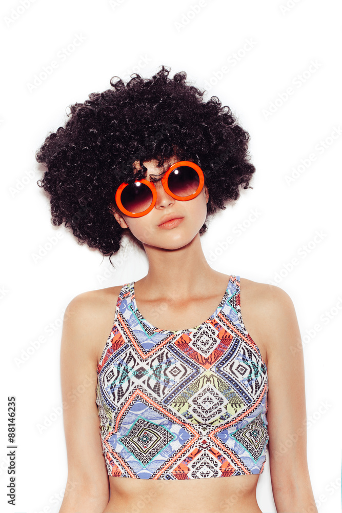 funny cute woman White background not isolated funny cute woman White background not isolated