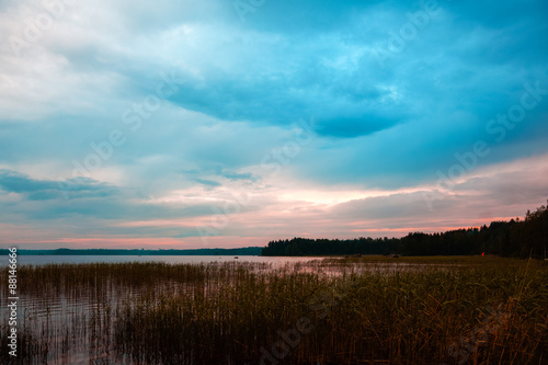Evening landscape at the lake