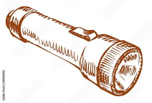 Hand flashlight. Vector drawing