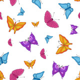 Seamless texture. colorful butterflies
