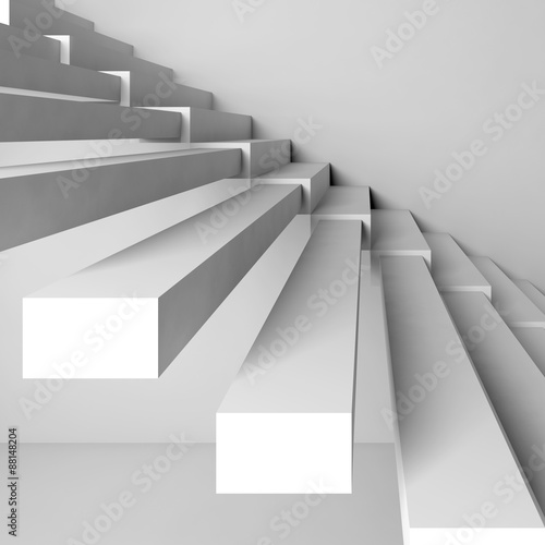 Abstract architecture background, white 3d stairs