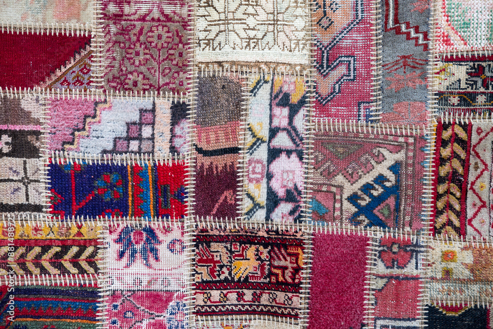 Asian patchwork carpet in Istanbul, Turkey Asian patchwork carpet in Istanbul, Turkey