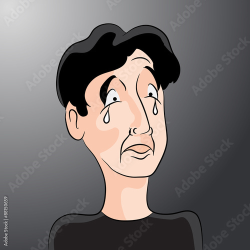 Sad Cartoon Man with Tears