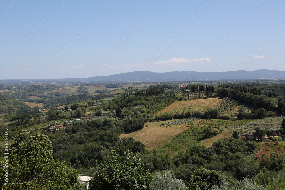 Toscana, Italien , Landschaft, San Gimignano, Türme, Zypressen, Olivenbäume, Hügellandschaft, Weinanbau, Altstadt, 