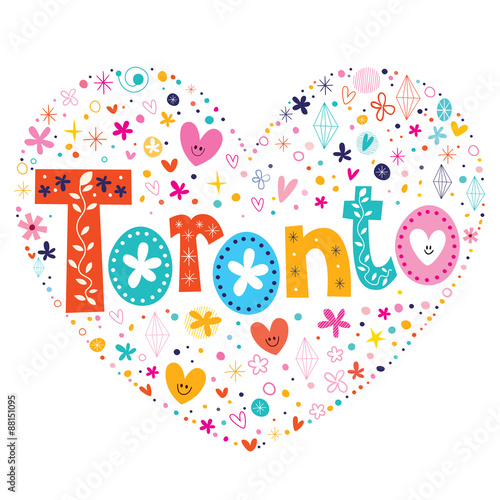 Toronto heart shaped type lettering vector design