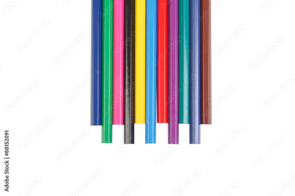 Obraz premium Children's color pencils isolated on white background