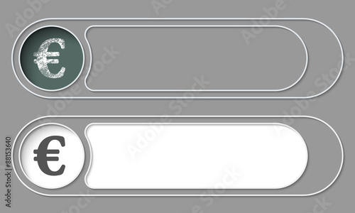 Set of two simple buttons and euro symbol