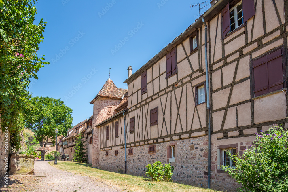 Maisons à colombages de la rue des Remparts à Riquewihr