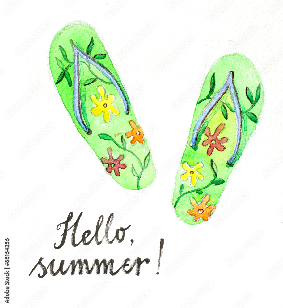 Watercolor flip flops