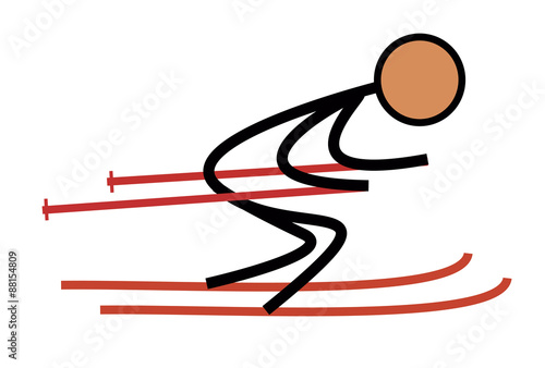 Illustration skiing at high speed