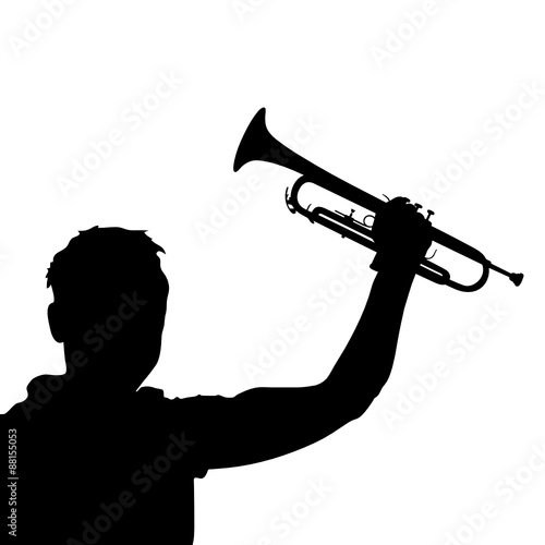 man with trumpet black vector