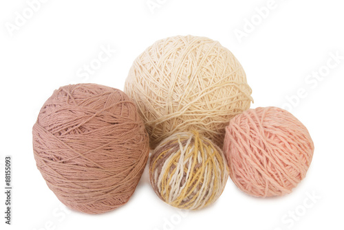 A ball of yarn for knitting on white background