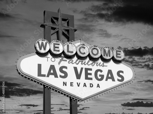 Vintage Las Vegas Welcome Sign in Black in White