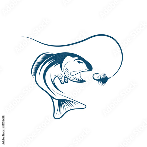 salmon and lure vector design template