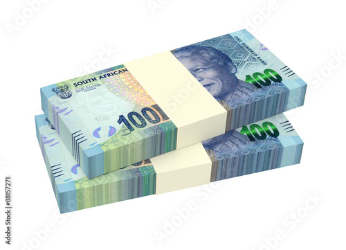 South african rands isolated on white background. Computer generated 3D photo rendering.