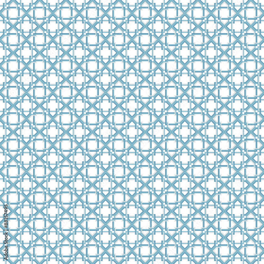 Blue geometric traditional arabic pattern