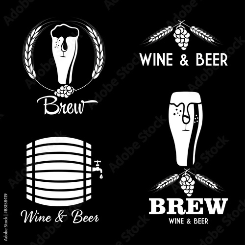 wine and beer vintage labels set