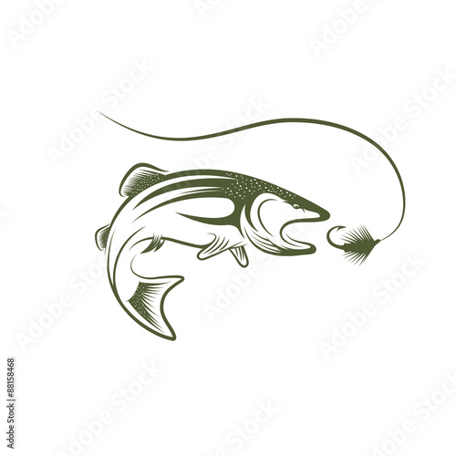 trout and lure vector design template