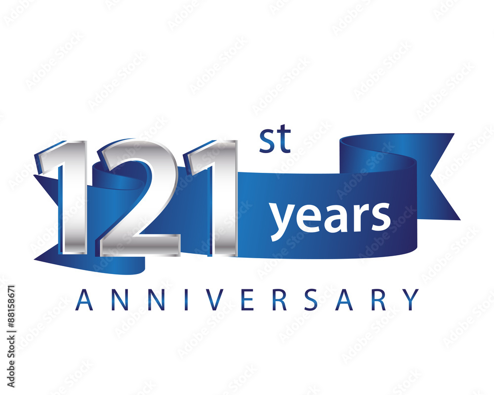 121Years Anniversary Logo Blue Ribbon