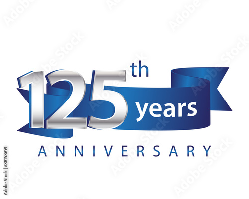 125 Years Anniversary Logo Blue Ribbon