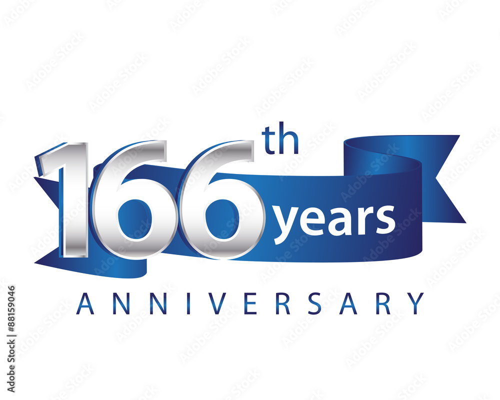 166 Years Anniversary Logo Blue Ribbon 