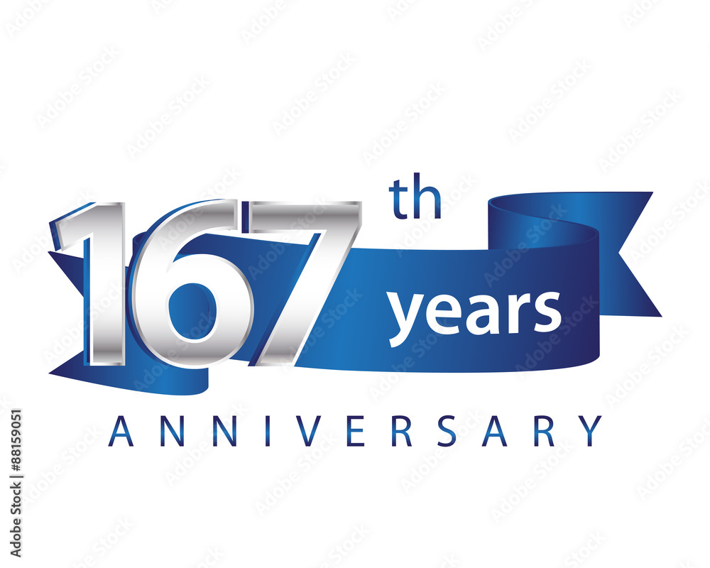 167 Years Anniversary Logo Blue Ribbon 