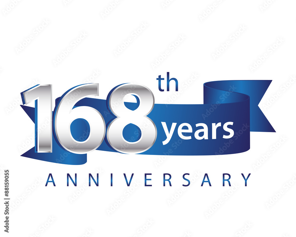 168 Years Anniversary Logo Blue Ribbon 