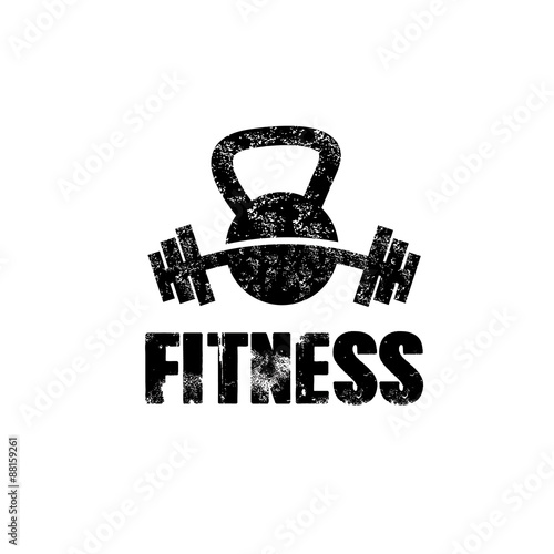 grunge kettlebell and barbell vector design template