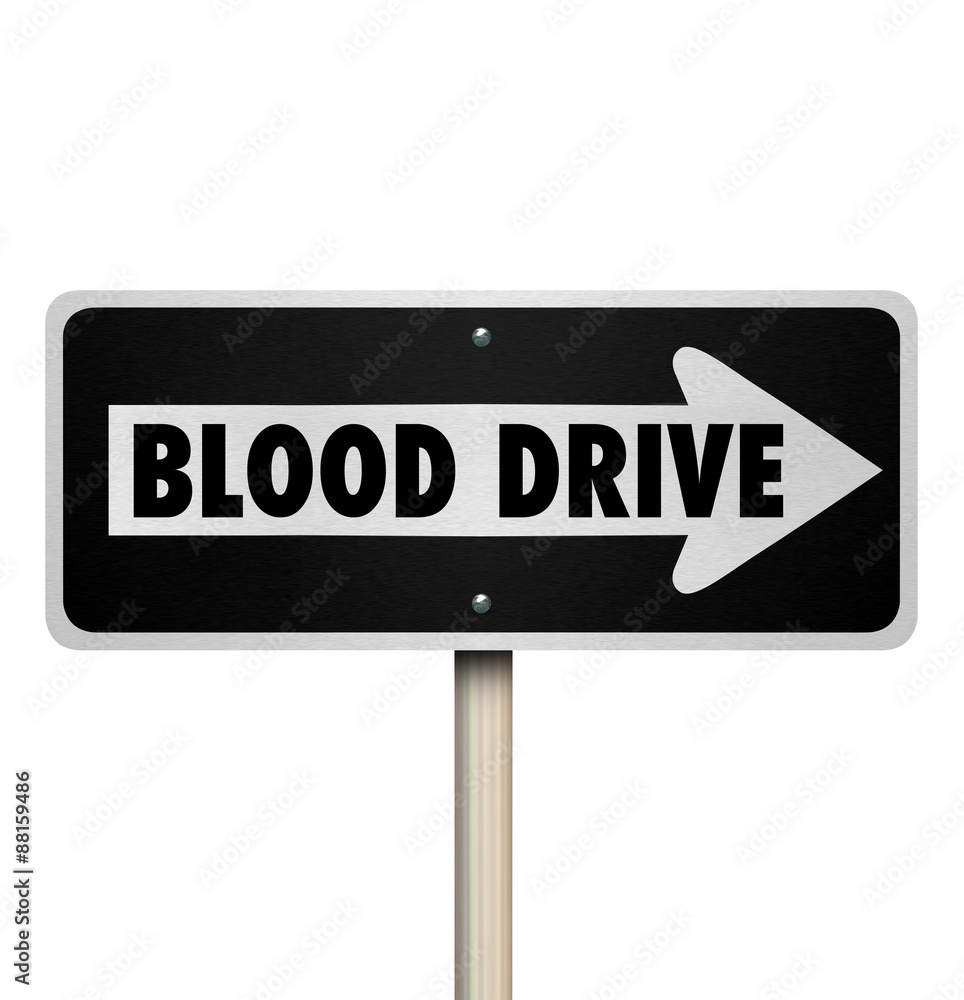 Blood Drive Road Traffic Sign Directing Way to Donor Site