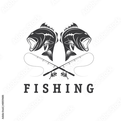 vintage fishing vector design template