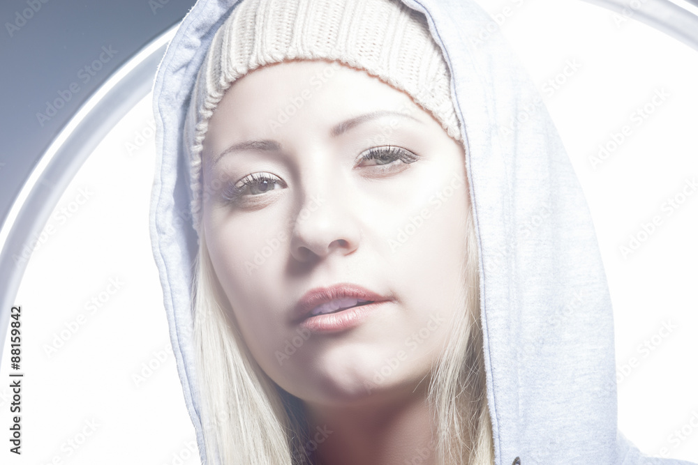 Obraz premium Fashion Closeuo Portrait of Caucasian Blnd Woman