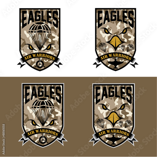 eagles air warrriors army shields set vector design template