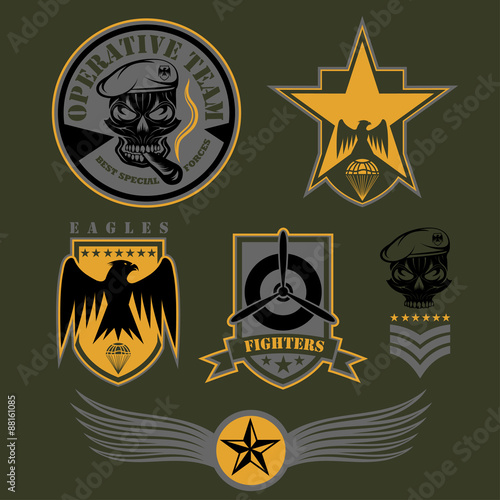 Special unit military emblem set vector design template