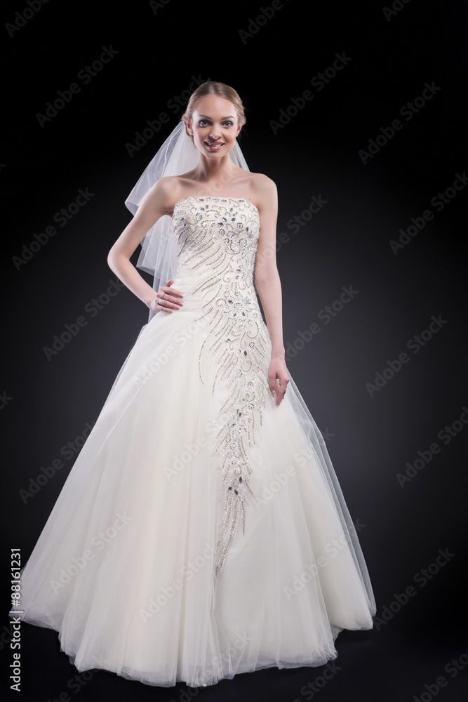 Wedding and Fashion Concept. Portrait of Young Caucasian Female Wedding and Fashion Concept. Portrait of Young Caucasian Female