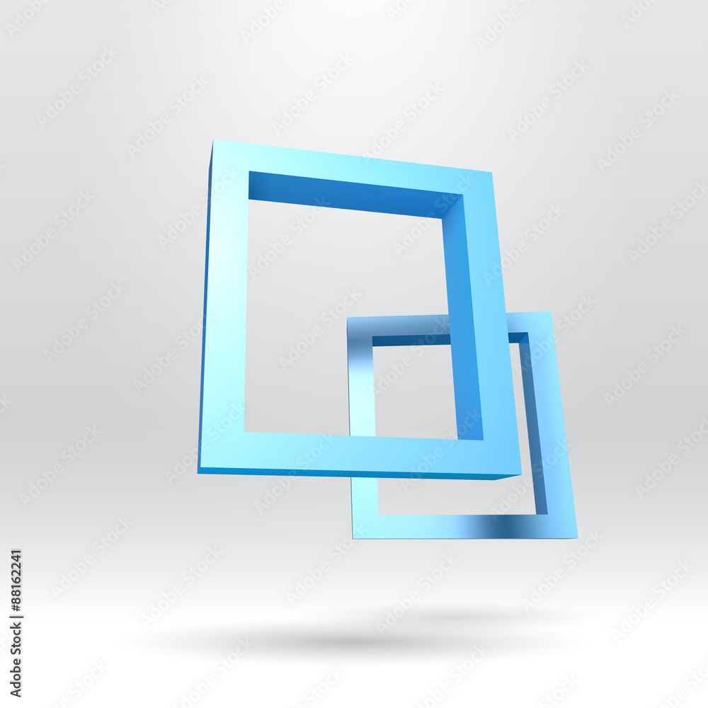Two blue rectangular 3D frames Two blue rectangular 3D frames
