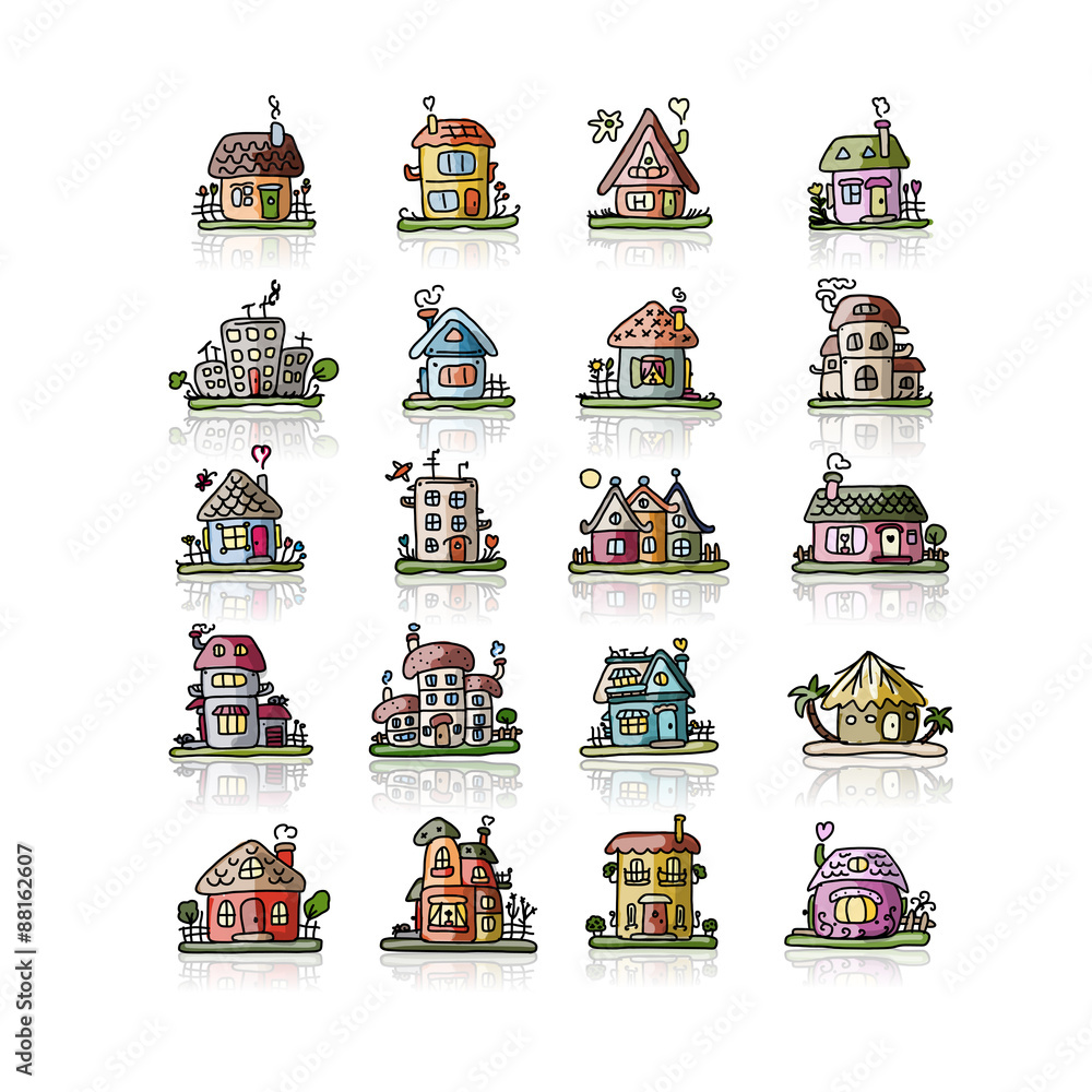 Set of houses, sketch for your design