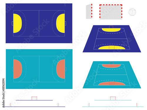Handball Court with Sections and Perspective