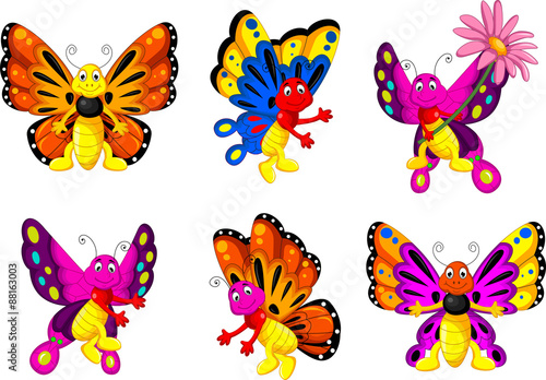 Cute butterfly cartoon collection set for you design
