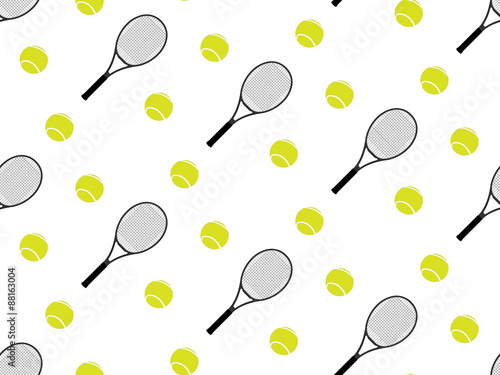 Tennis Raquet and Ball Background Seamless Pattern 2