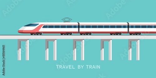Travel by train. Vector illustration for your design and Infographic template.