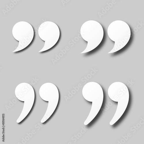 EPS10 vector blank white paper quotation marks