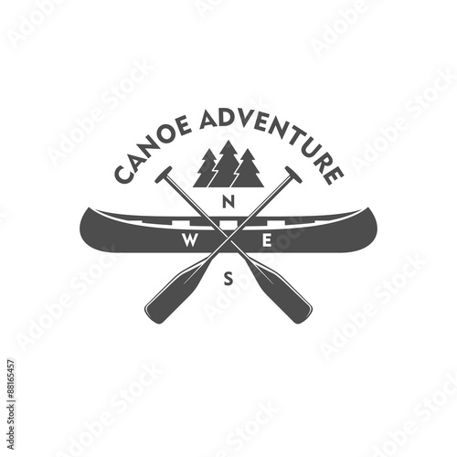 Photographie Canoe adventure. Badge, design element.