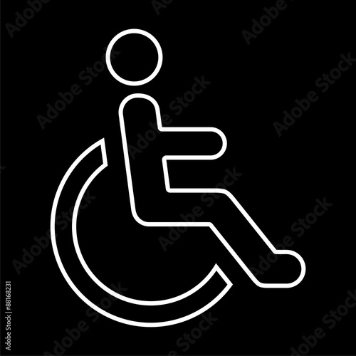 Disabled icon sign Accessibility white on black background