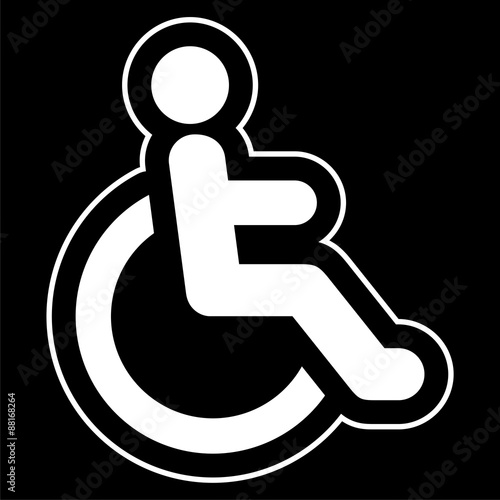 Disabled icon sign Accessibility white on black background