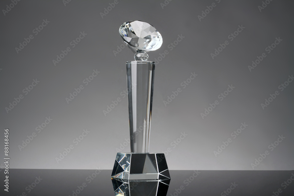 glass trophy in gray background glass trophy in gray background